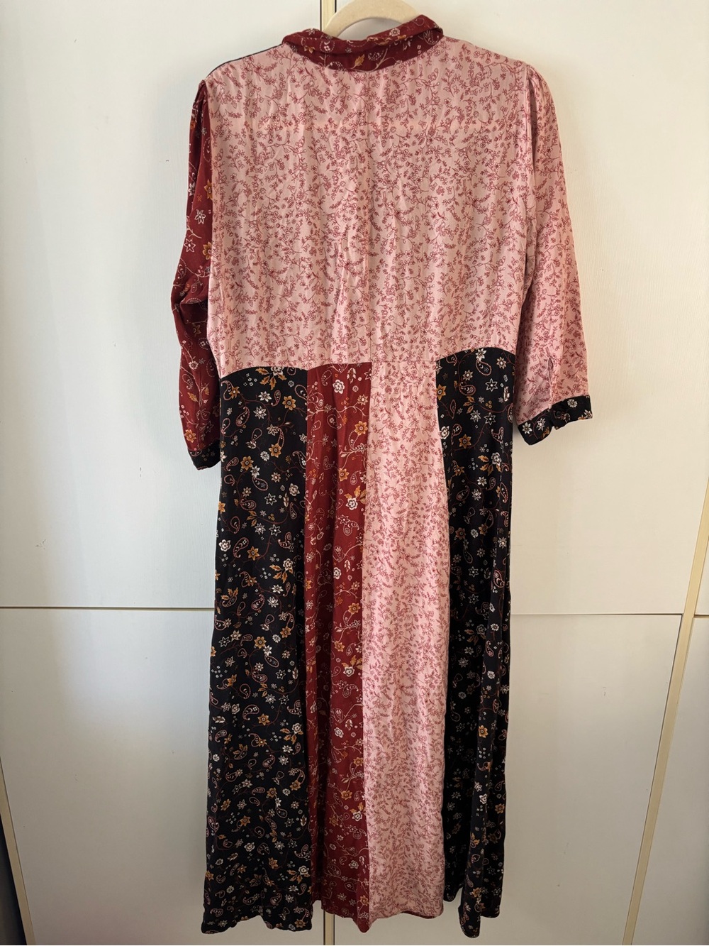 Zara Woman Patchwork Paisley Floral Maxi Shirt Dress XL Boho Prairie Whimsigoth - Picture 8 of 12